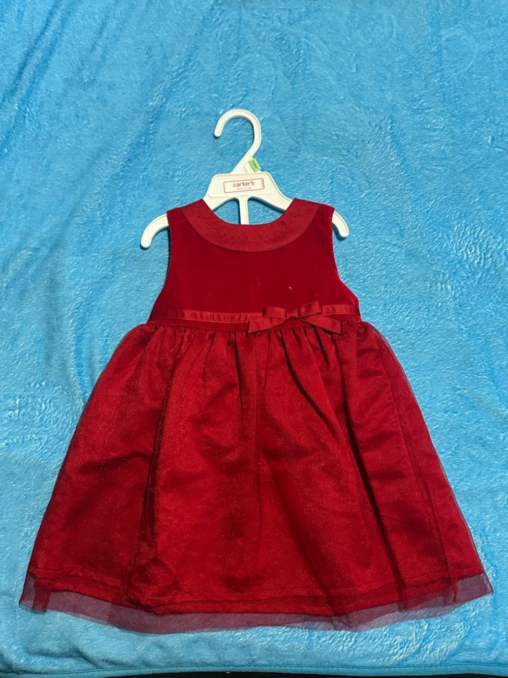 Carter's Red Sparkle Velvet Holiday Dress
